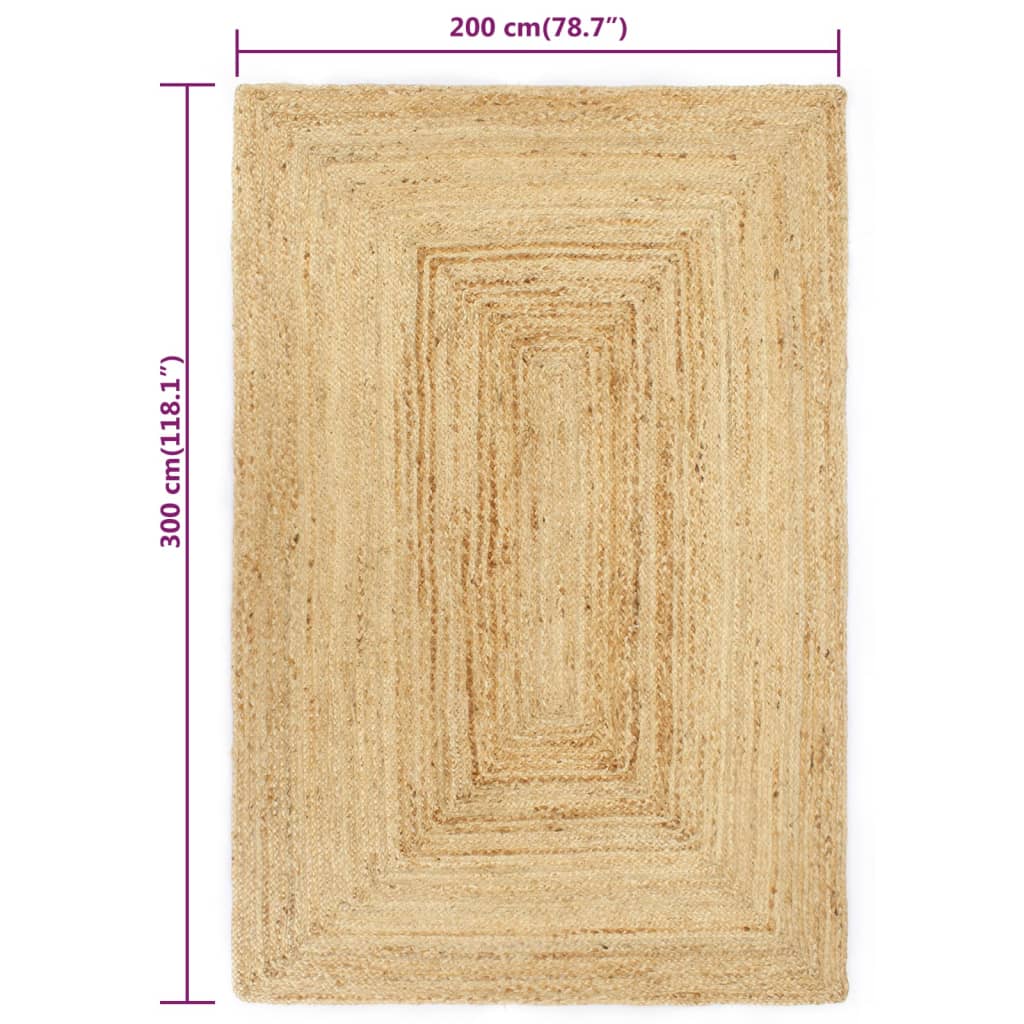 vidaXL håndlavet gulvtæppe 200x300 cm jute