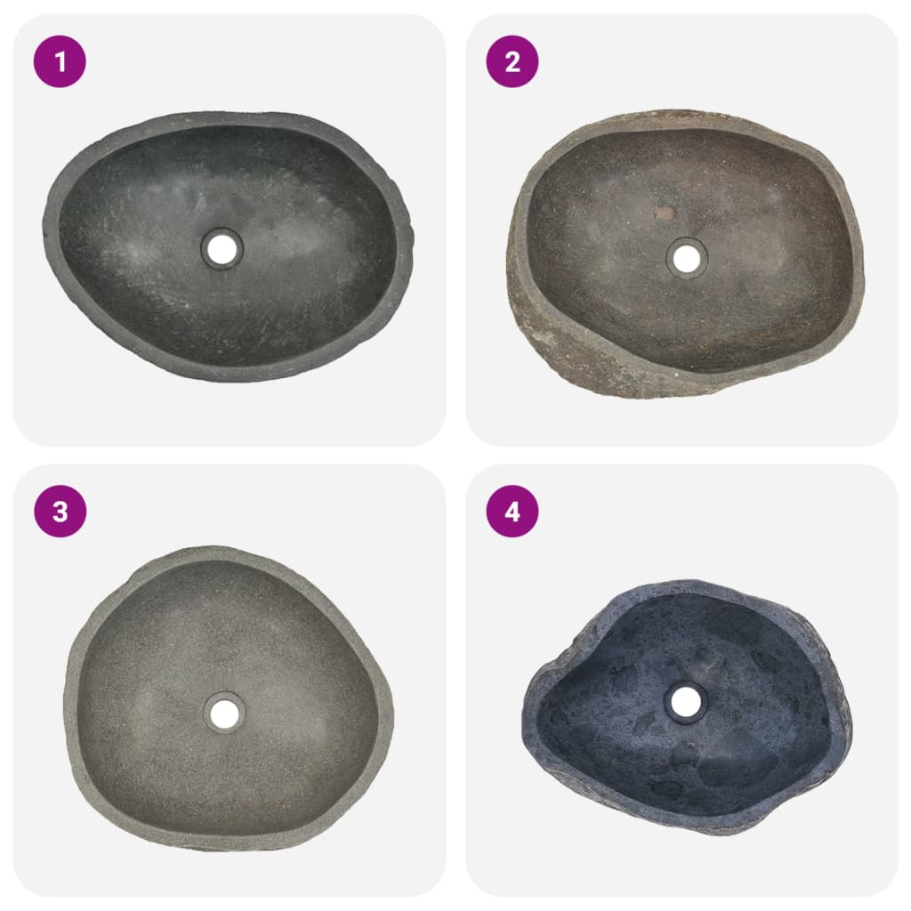 vidaXL håndvask 45-53 cm oval flodsten
