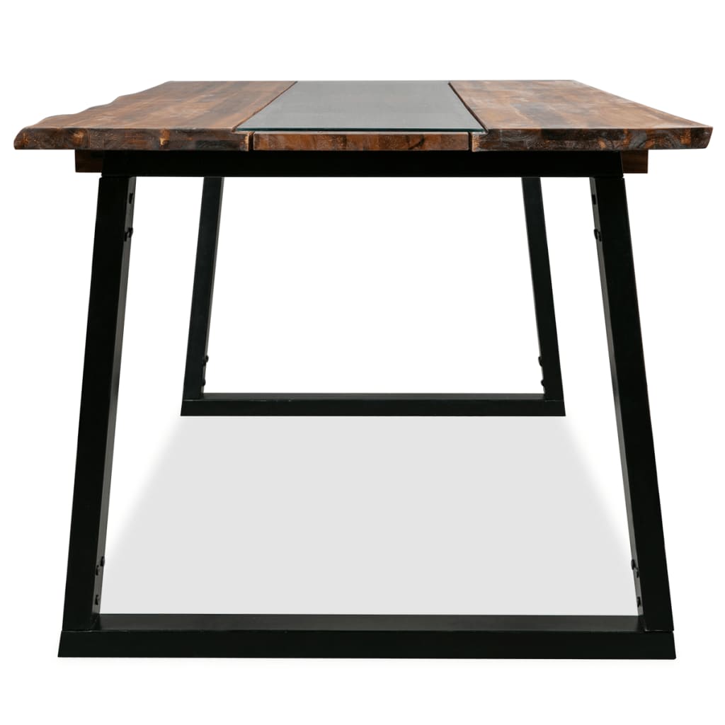 vidaXL spisebord i massivt akacietræ og glas 180 x 90 x 75 cm