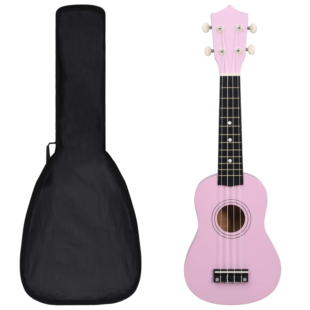 vidaXL ukulelesæt med taske til børn 21" pink