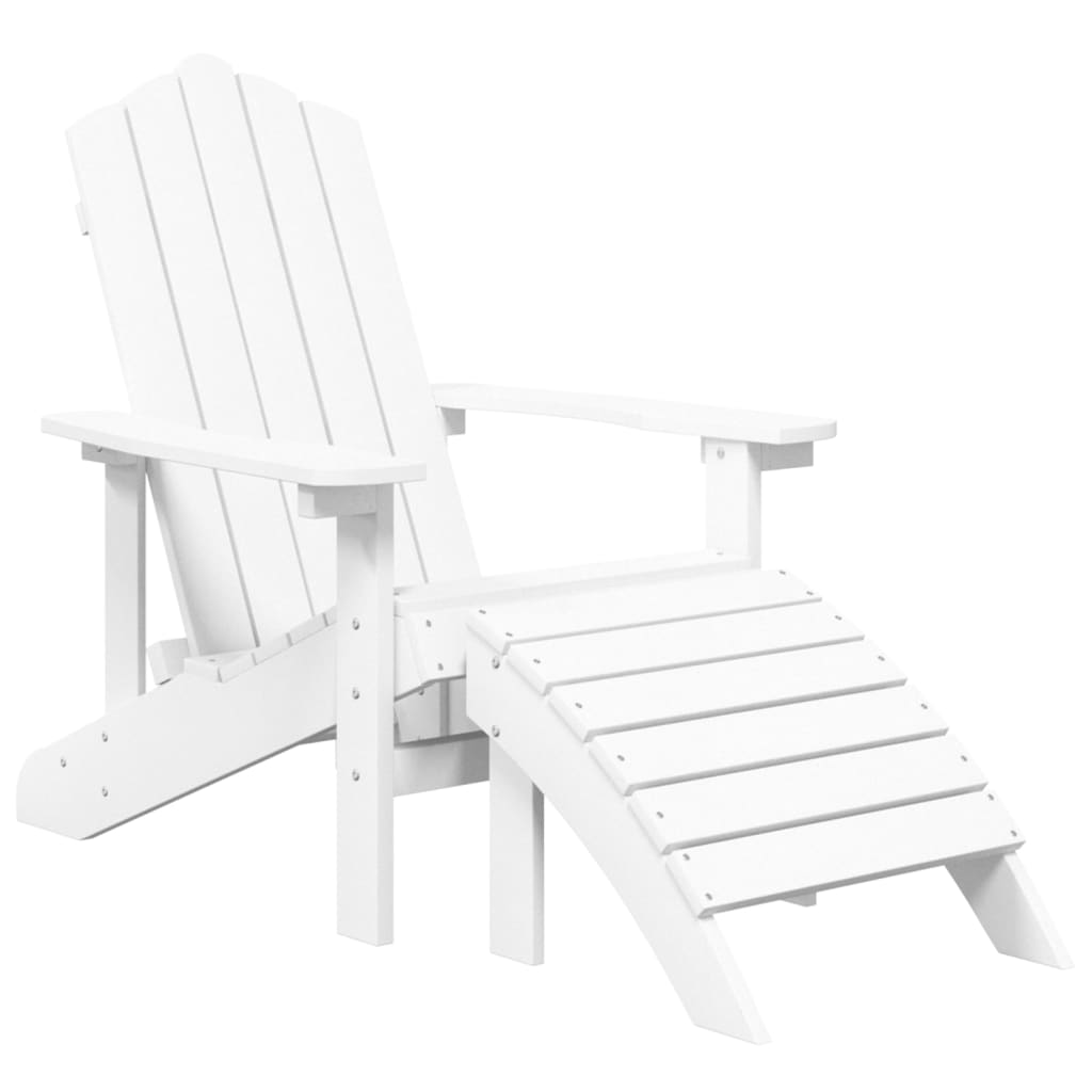 vidaXL Adirondack-stole med fodskammel og bord HDPE hvid