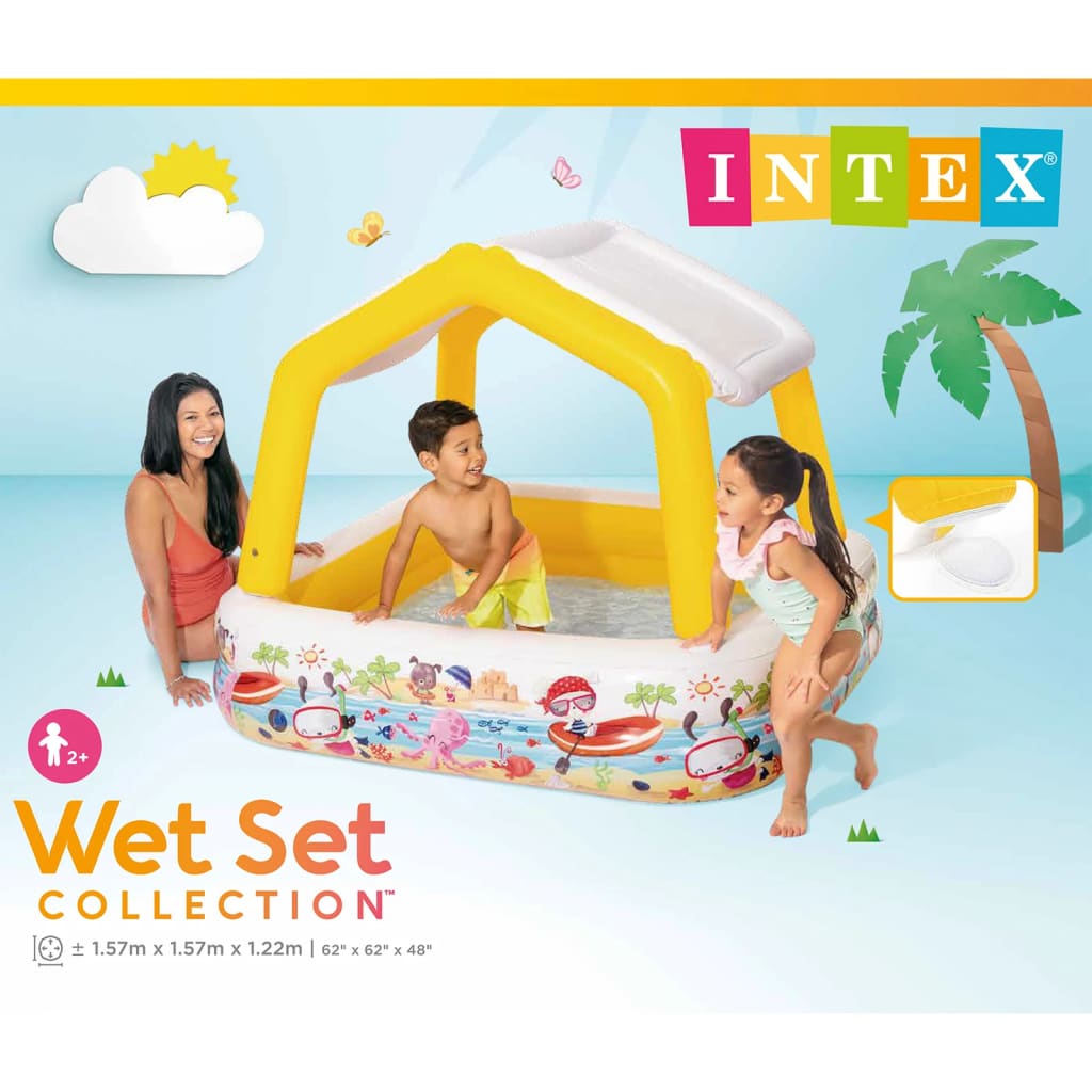 Intex oppusteligt bassin med solskærm 157x157x122 cm