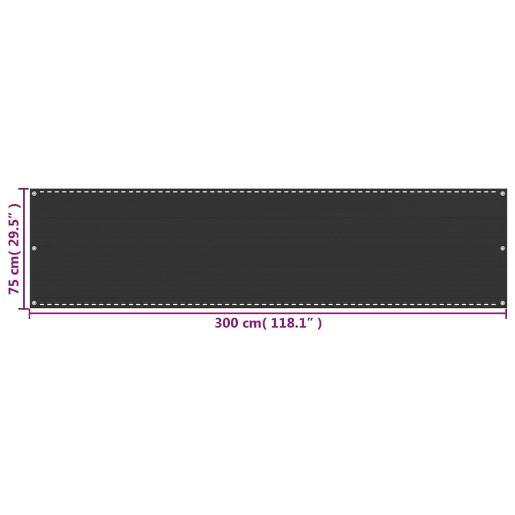 vidaXL altanafskærmning 75x300 cm HDPE antracitgrå
