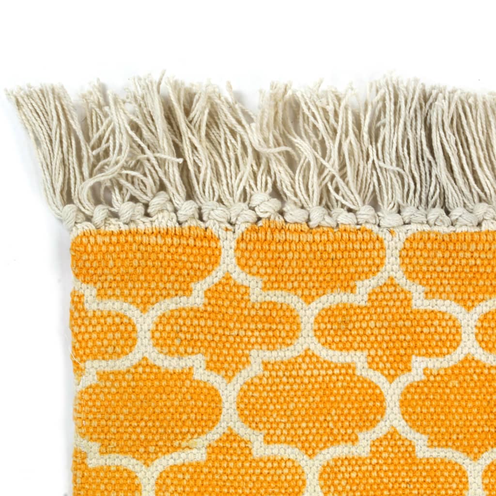 vidaXL kilim-tæppe med mønster bomuld 120 x 180 cm gul