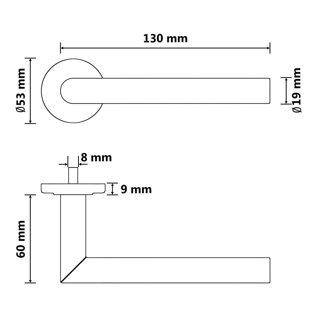 vidaXL dørhåndtagssæt med wc-lås rustfrit stål