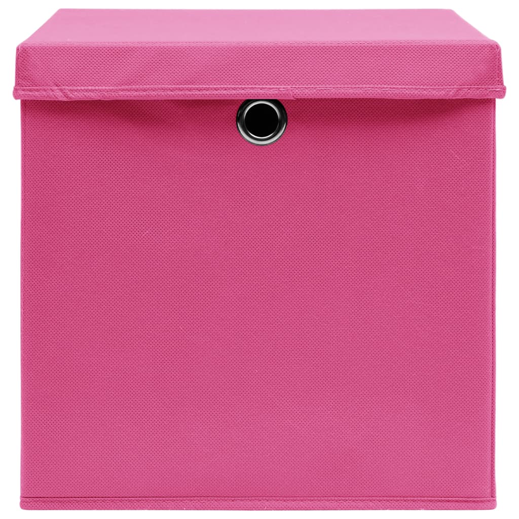 vidaXL opbevaringskasser med låg 10 stk. 32x32x32 stof pink