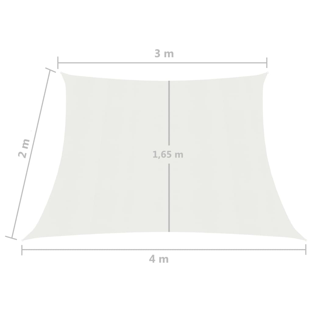 vidaXL solsejl 160 g/m² 3/4x2 m HDPE hvid