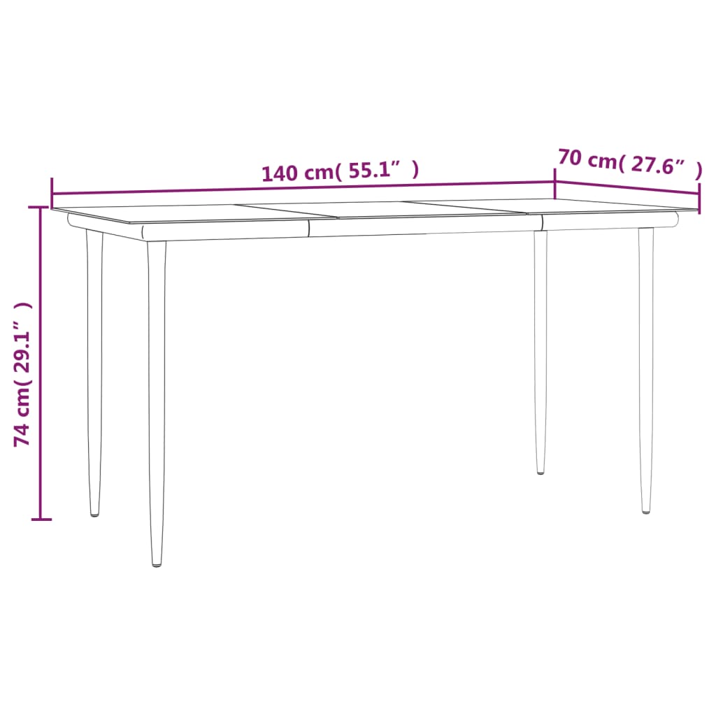 vidaXL spisebordssæt til haven 5 dele polyrattan og stål grå og sort