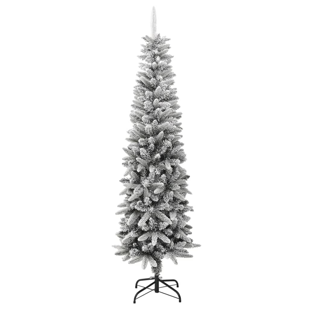 vidaXL kunstigt smalt juletræ med sne 210 cm PVC og PE