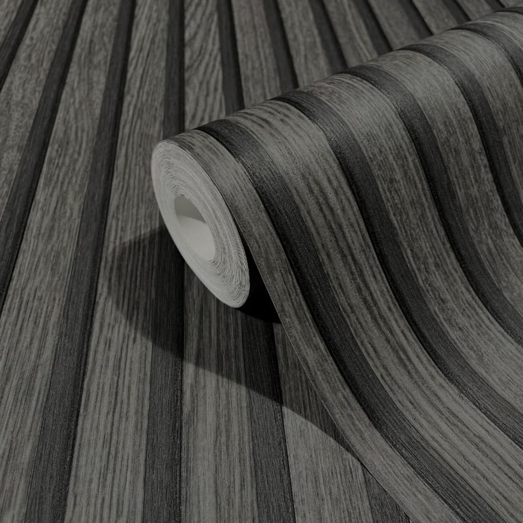 Noordwand tapet Botanica Wooden Slats sort og grå