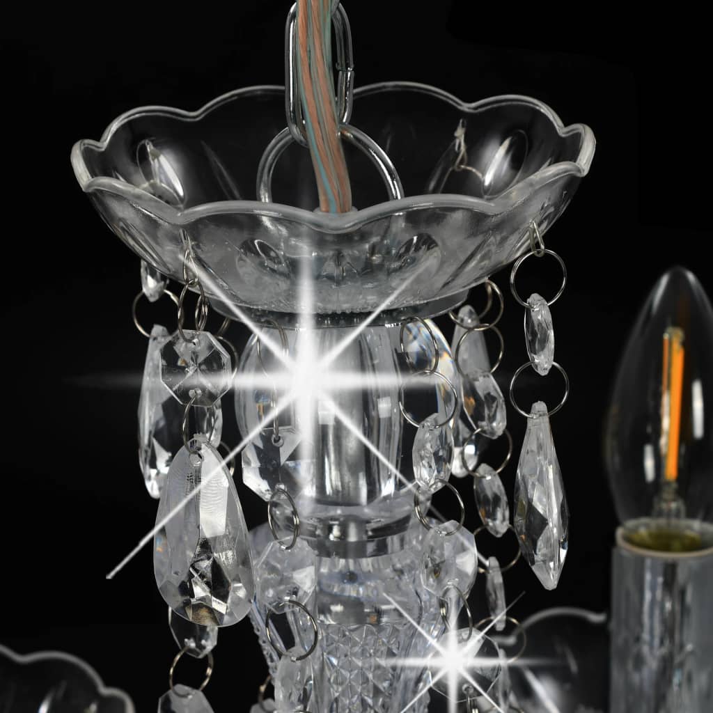 vidaXL lysekrone med krystalperler rund 5 x E14 sølvfarvet