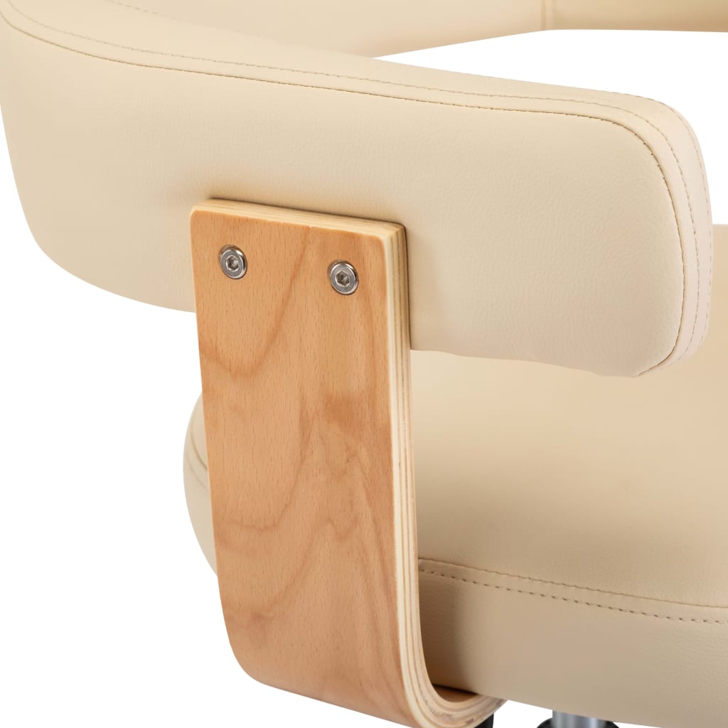 vidaXL drejelig spisebordsstol bøjet træ og kunstlæder cremefarvet