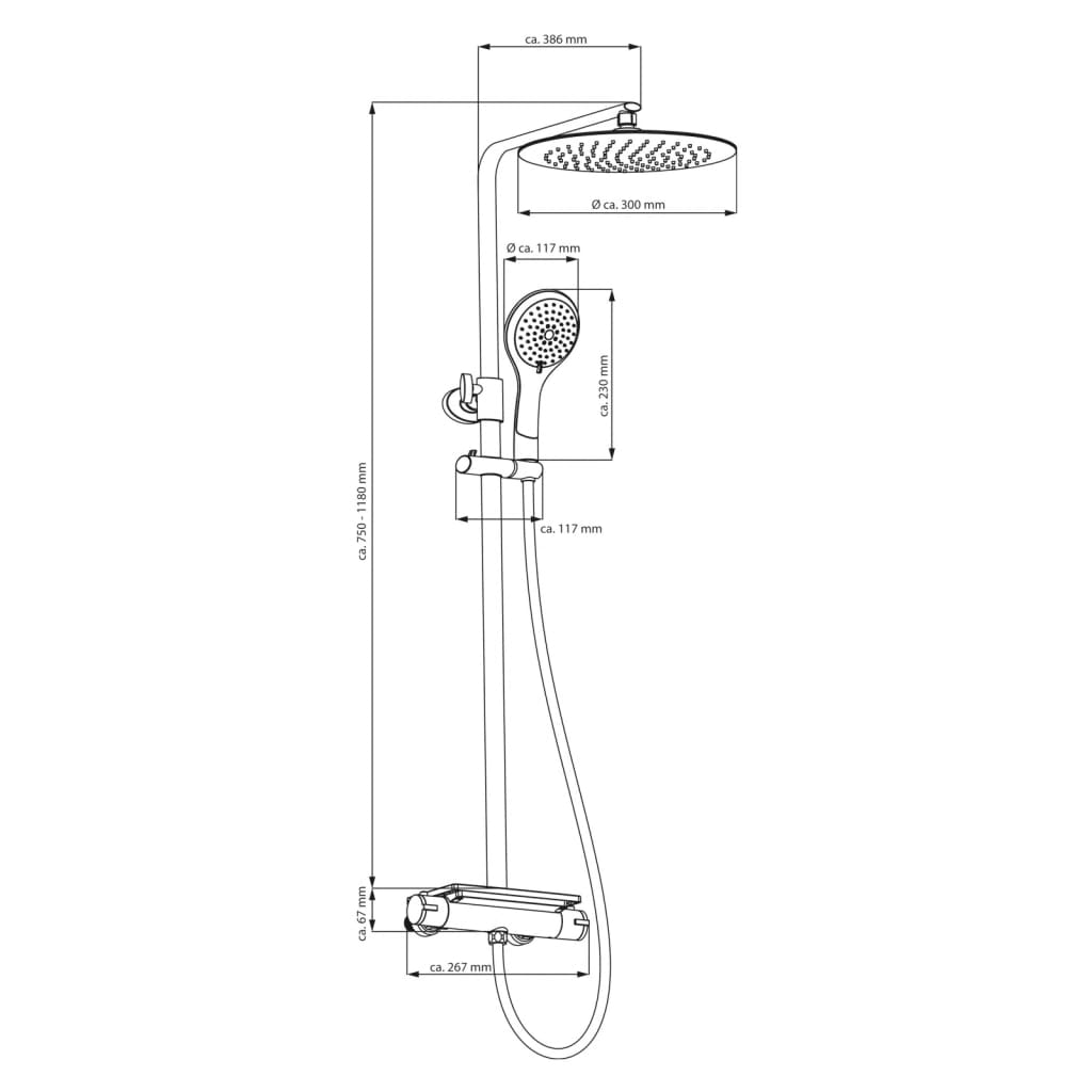 EISL brusehovedsæt med termostatarmatur GRANDE VITA krom-hvid