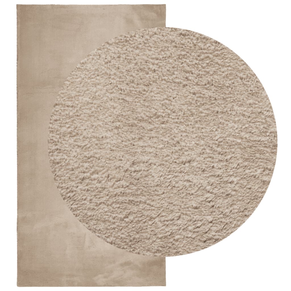 vidaXL gulvtæppe HUARTE 60x110 cm kort luv og vaskbart sandfarvet