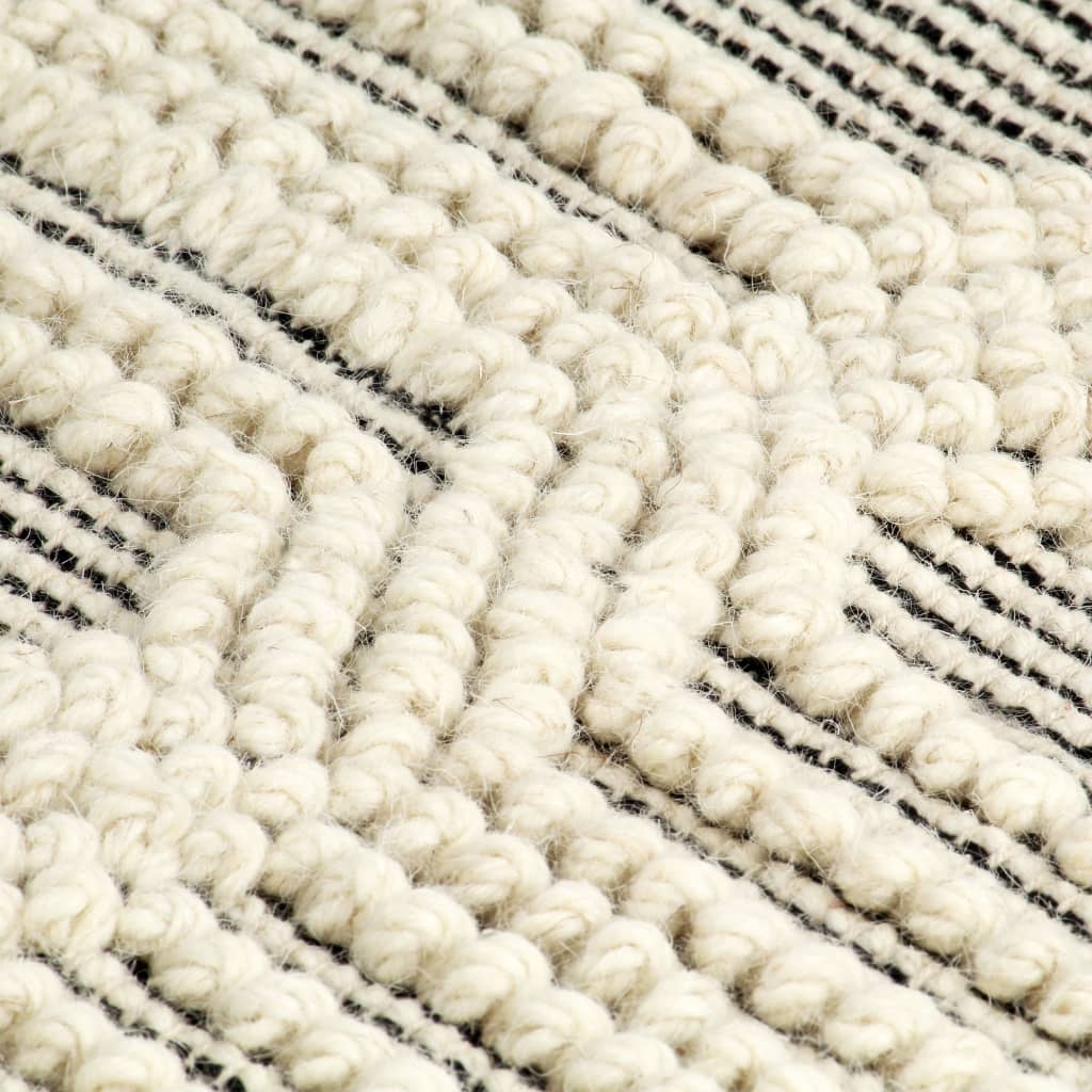 vidaXL gulvtæppe 160 x 230 cm håndvævet uld hvid/sort