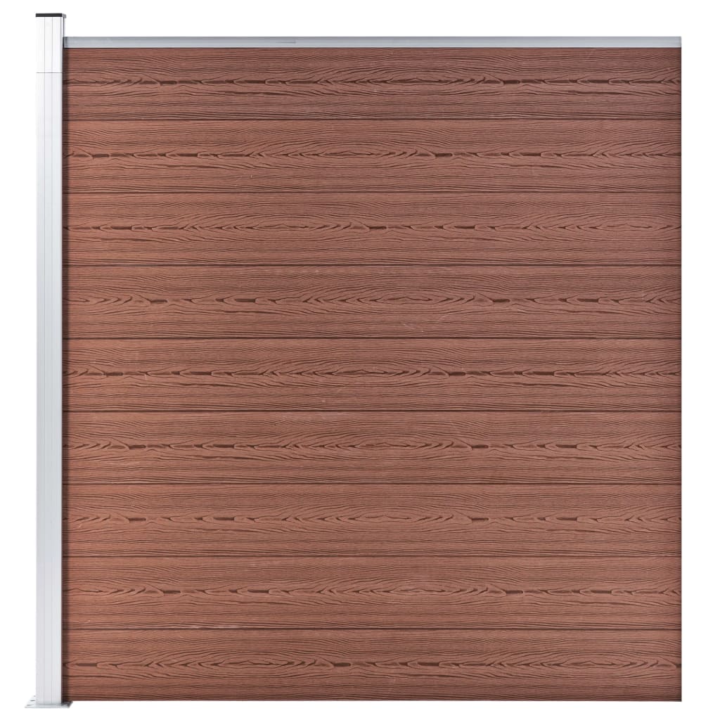 vidaXL hegnssæt 4 firkantede + 1 skrå 792 x 186 WPC brun