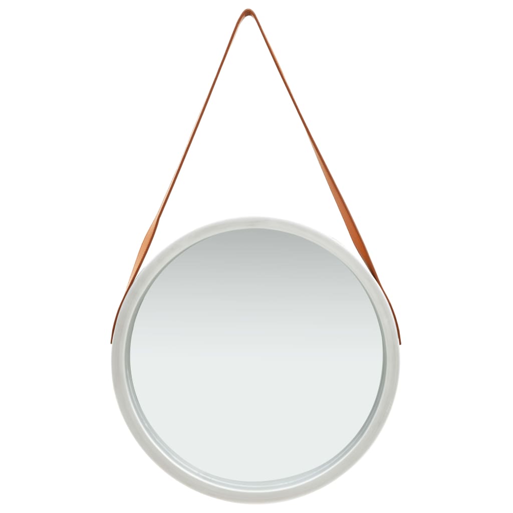 vidaXL vægspejl med strop 50 cm sølvfarvet