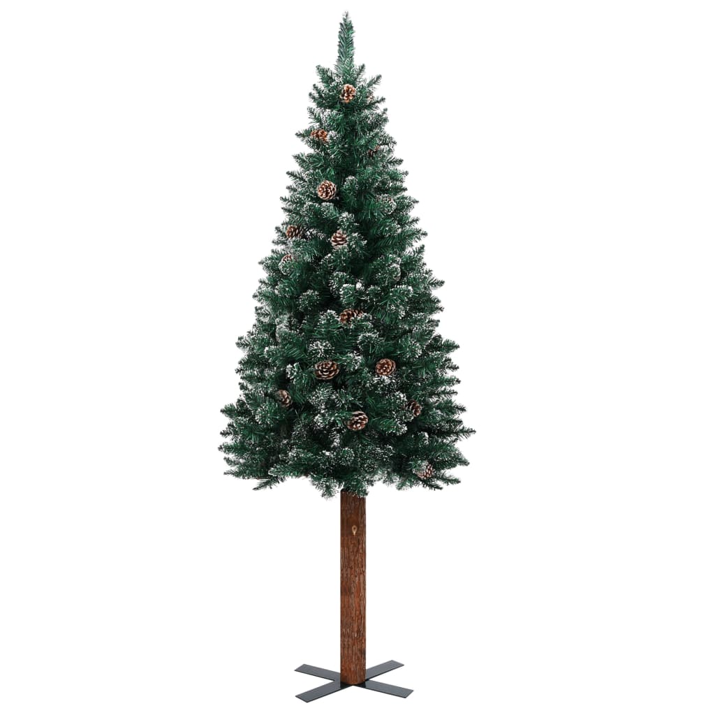 vidaXL smalt juletræ med ægte træ og hvid sne 180 cm PVC grøn