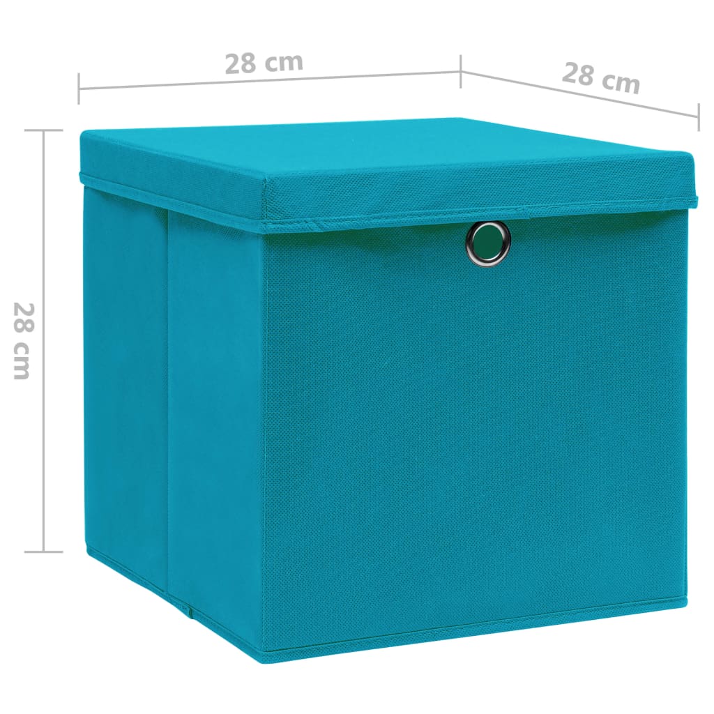 vidaXL opbevaringskasser med låg 10 stk. 28x28x28 cm babyblå
