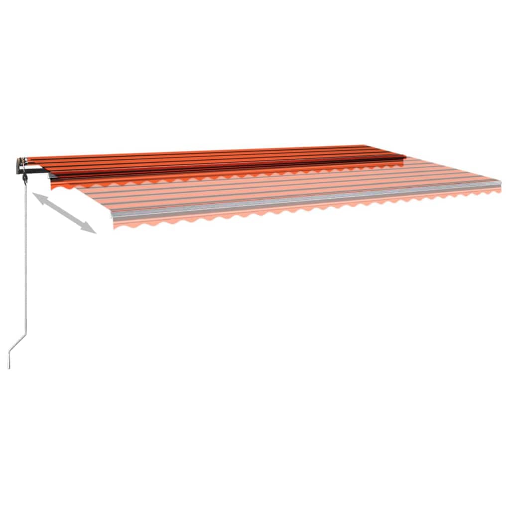 vidaXL markise m. LED-lys 600x300 cm manuel betjening orange og brun