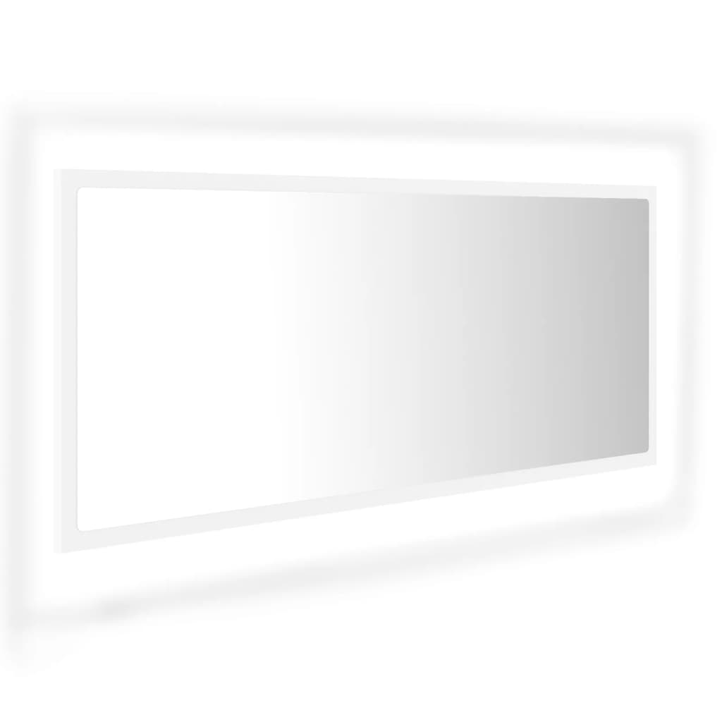 vidaXL badeværelsesspejl med LED-lys 100x8,5x37 cm akryl hvid
