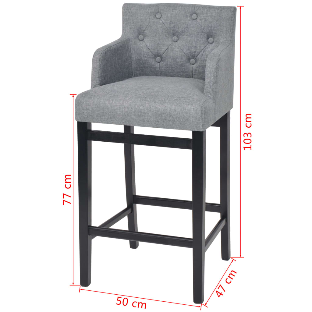 vidaXL barstole 2 stk. stof lysegrå