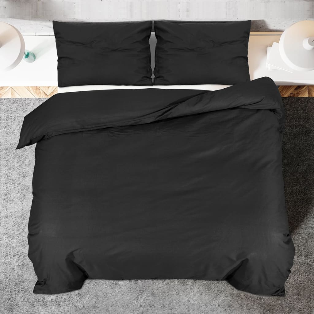 vidaXL sengetøj 200x200 cm let mikrofiberstof sort