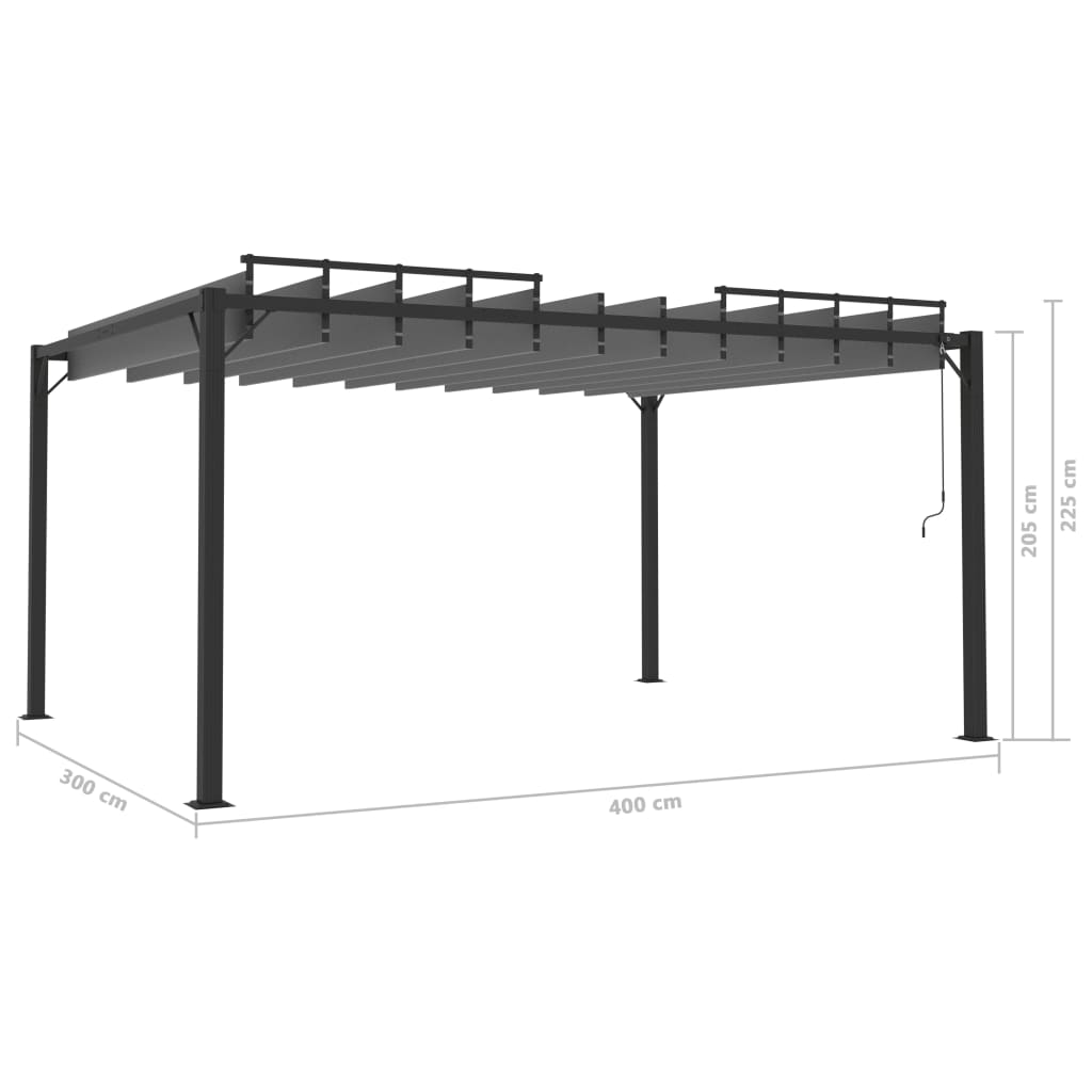 vidaXL pavillon med lameltag 3x4 m aluminium og stof antracitgrå
