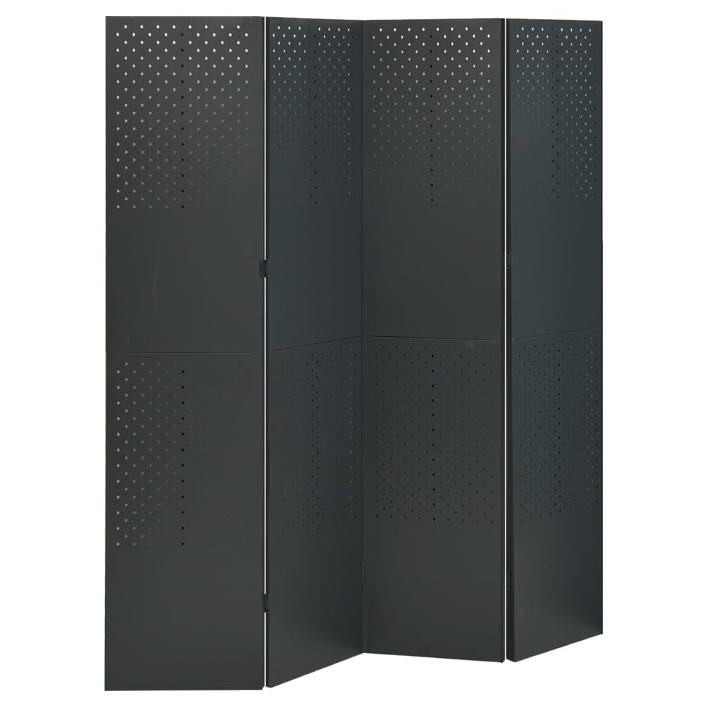 vidaXL 4-panels rumdelere 2 stk. 160x180 cm stål antracitgrå