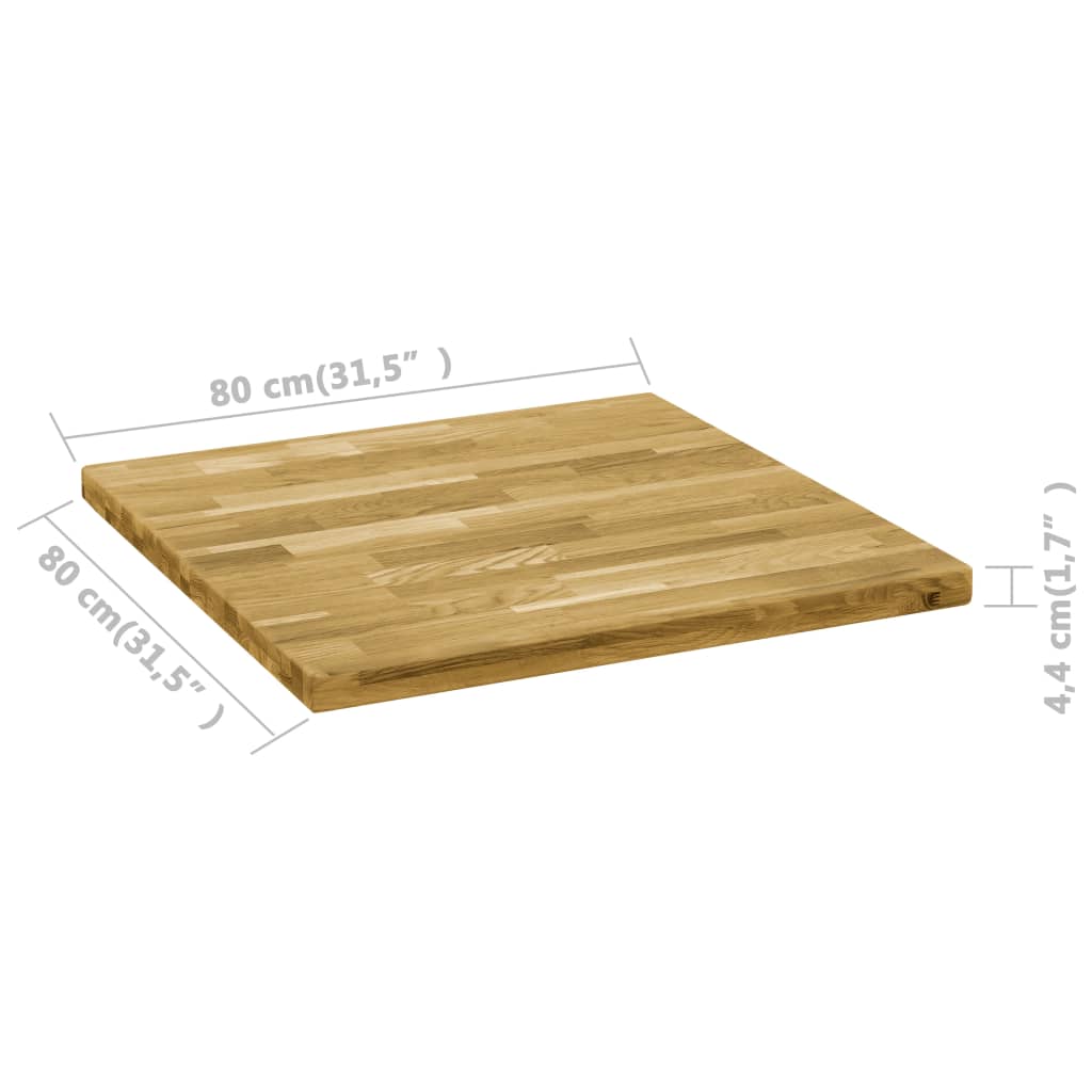 vidaXL bordplade massivt egetræ firkantet 44 mm 80 x 80 cm
