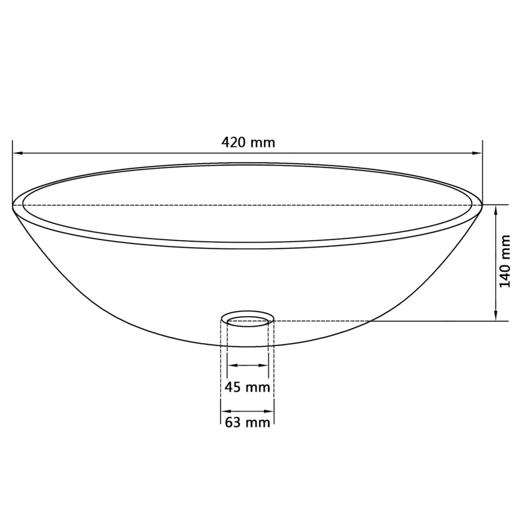 vidaXL håndvask i hærdet glas 42 cm matteret