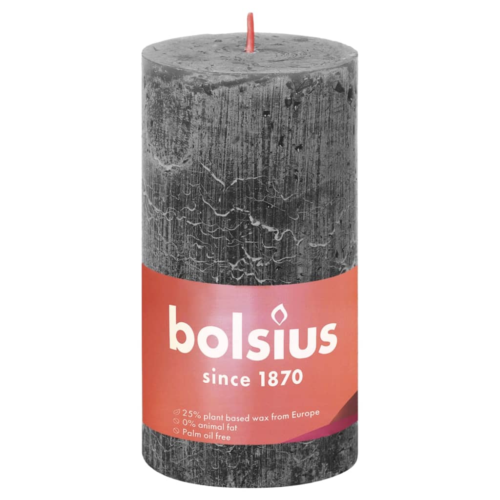 Bolsius rustikke søjlestearinlys Shine 4 stk. 130x68 mm stormgrå