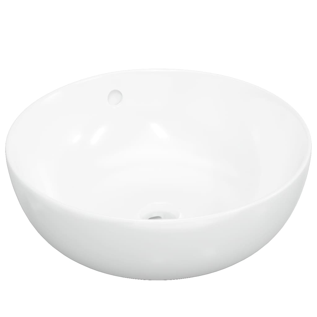 vidaXL håndvask 44x17 cm keramik rund hvid
