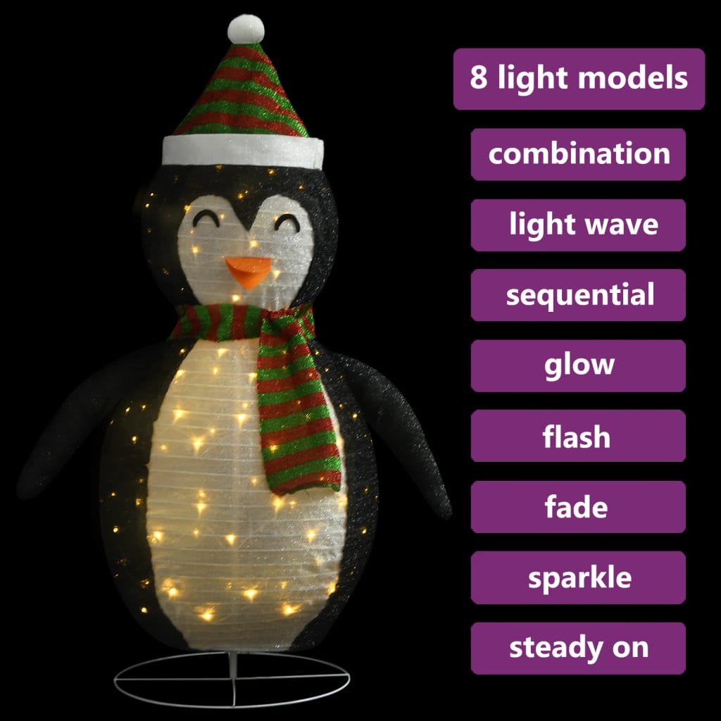 vidaXL dekorativ julepingvin m. LED-lys 60 cm luksuriøst stof