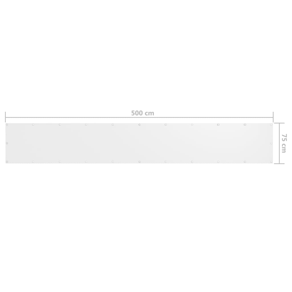 vidaXL altanafskærmning 75x500 cm oxfordstof hvid
