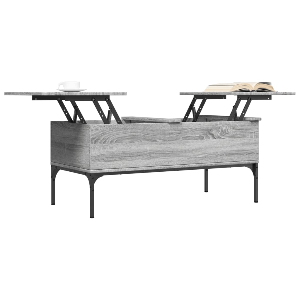 vidaXL sofabord 100x50x45 cm konstrueret træ og metal grå sonoma-eg