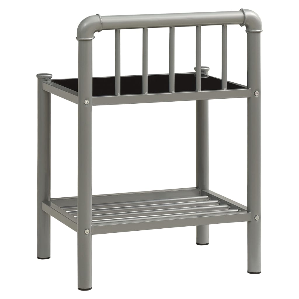 vidaXL sengeskab 45x34,5x62,5 cm metal og glas grå og sort