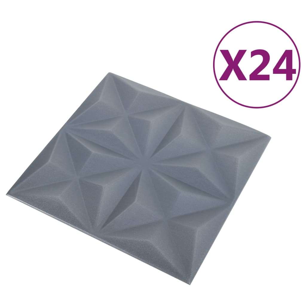 vidaXL 3D-vægpaneler 24 stk. 50x50 cm 6 m² origamigrå