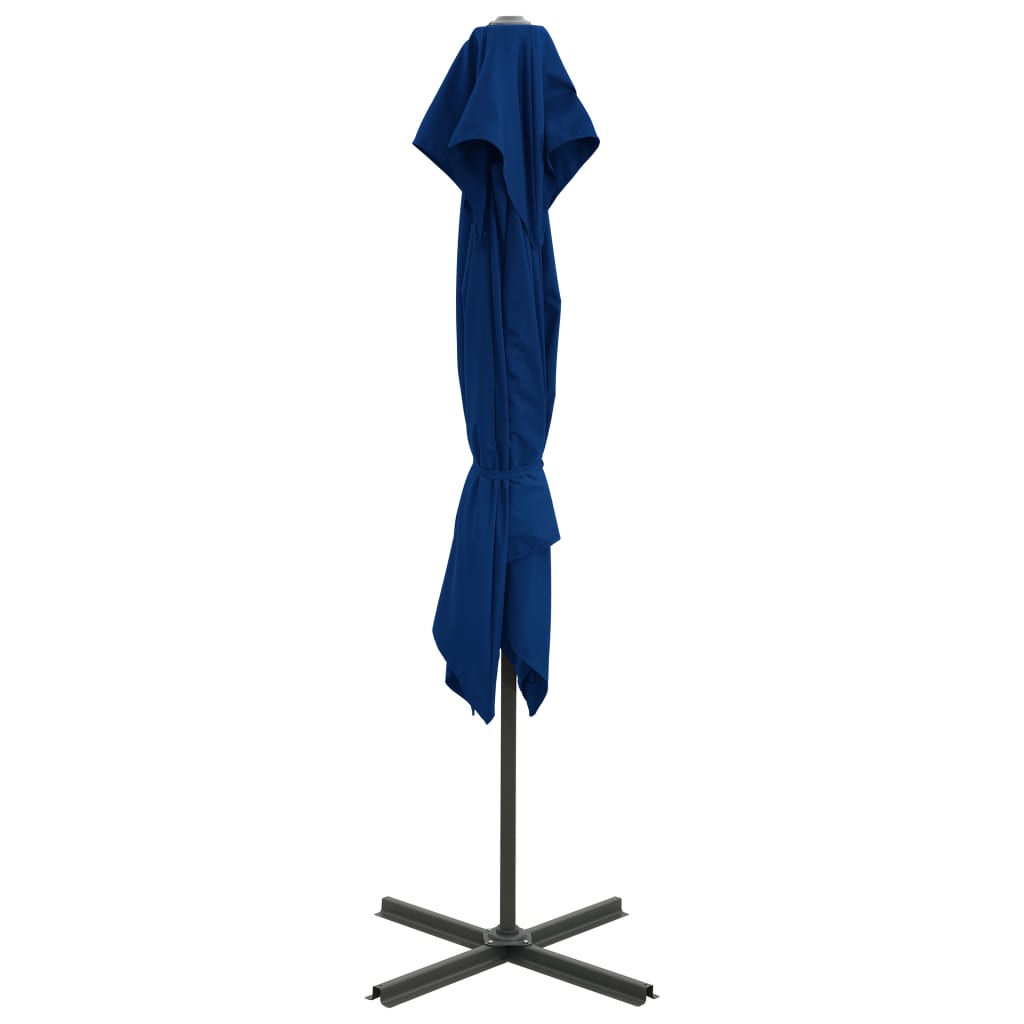vidaXL hængeparasol med dobbelt top 250x250 cm azurblå