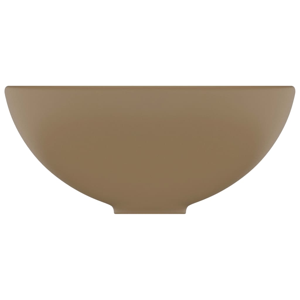 vidaXL luksuriøs håndvask 32,5x14 cm rund keramisk mat cremefarvet
