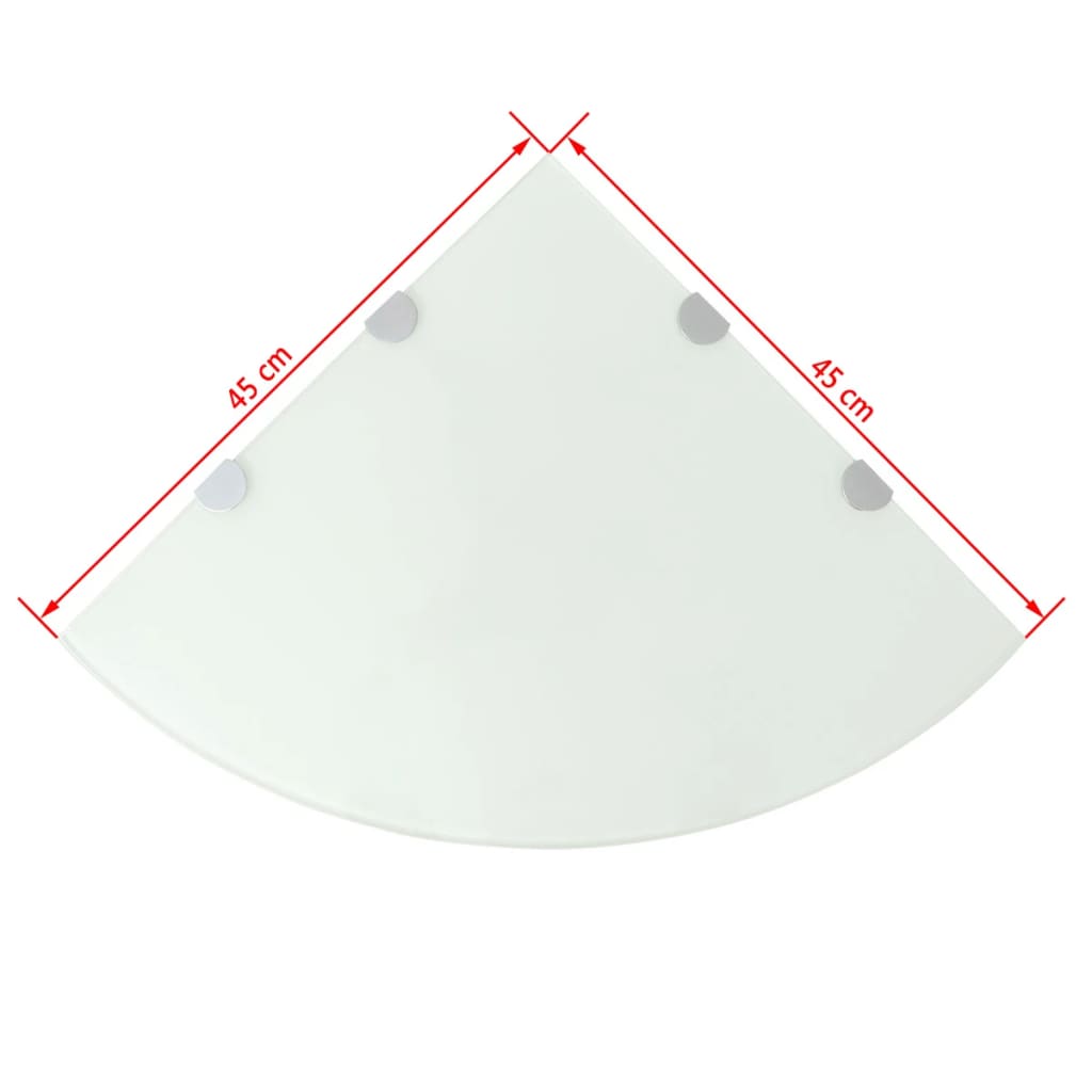 vidaXL hjørnehylde med krombeslag glas hvid 45x45 cm