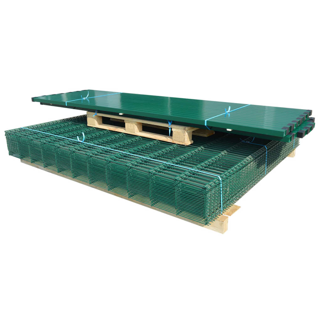 vidaXL 2D paneler og pæle til havehegn, 2.008x1.830 mm, 22 m, grønne