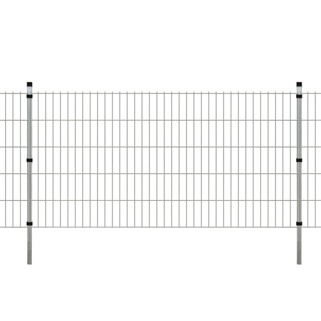 vidaXL 2D paneler og pæle til havehegn, 2.008x1.030 mm, 14 m, sølvgrå