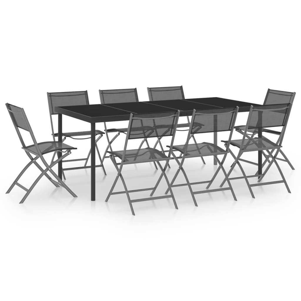 vidaXL udendørs spisebordsstol 9 dele stål