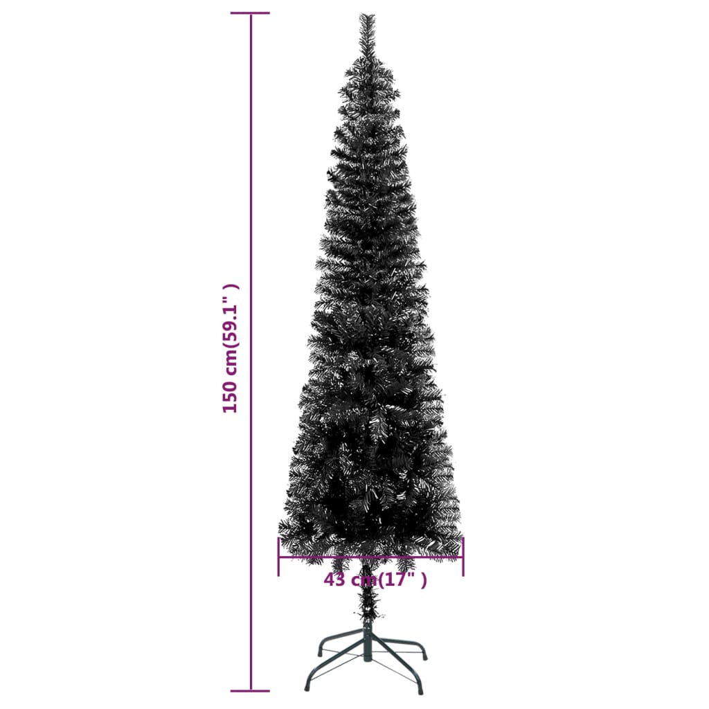 vidaXL smalt juletræ med lys og kuglesæt 150 cm sort