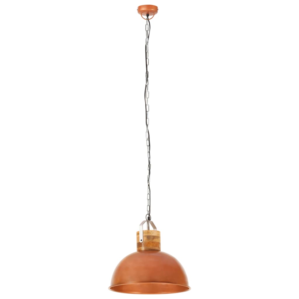 vidaXL industriel hængelampe 42 cm rund E27 massivt mangotræ kobber