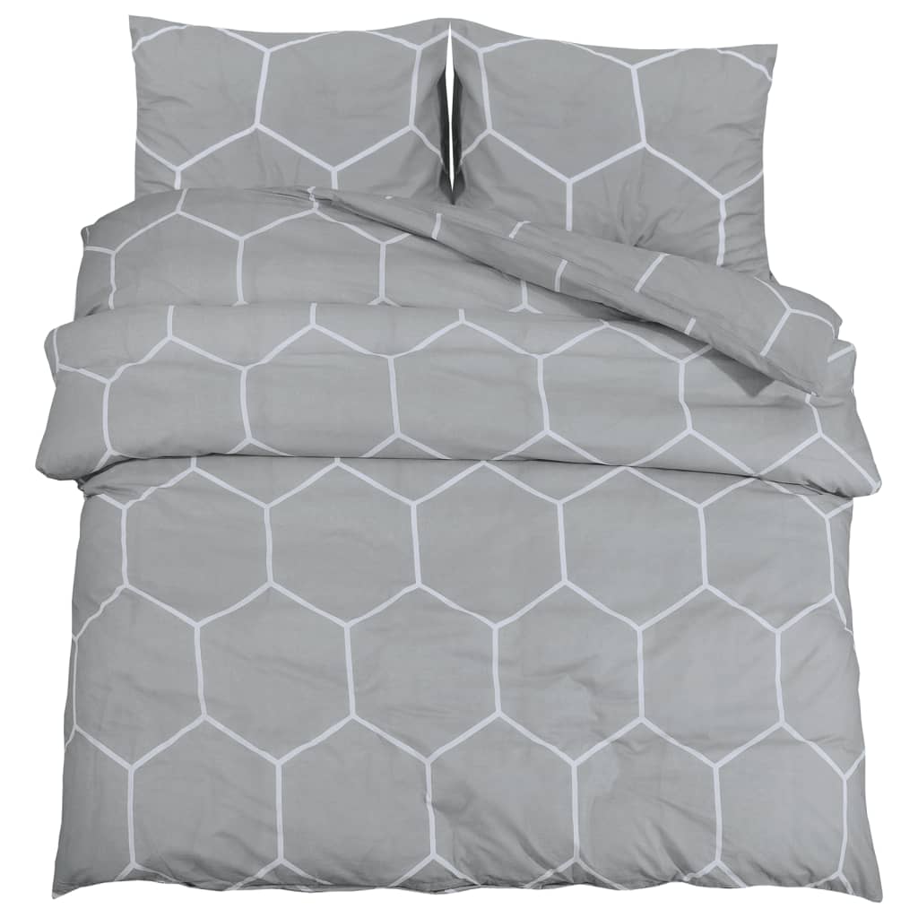 vidaXL sengetøj 200x220 cm bomuld grå