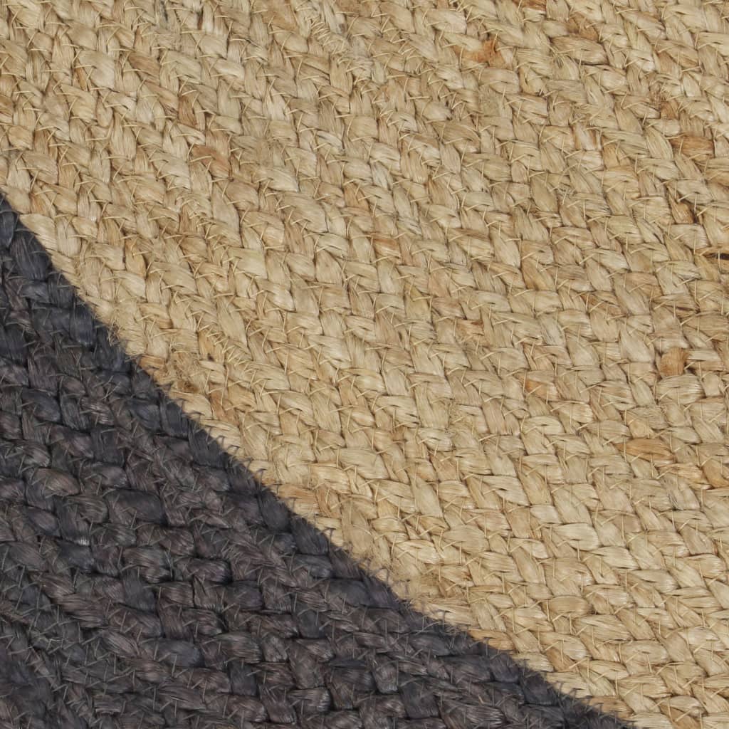 vidaXL håndlavet tæppe med mørkegrå kant jute 150 cm