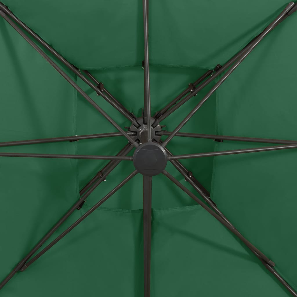 vidaXL hængeparasol med dobbelt top 300x300 cm grøn