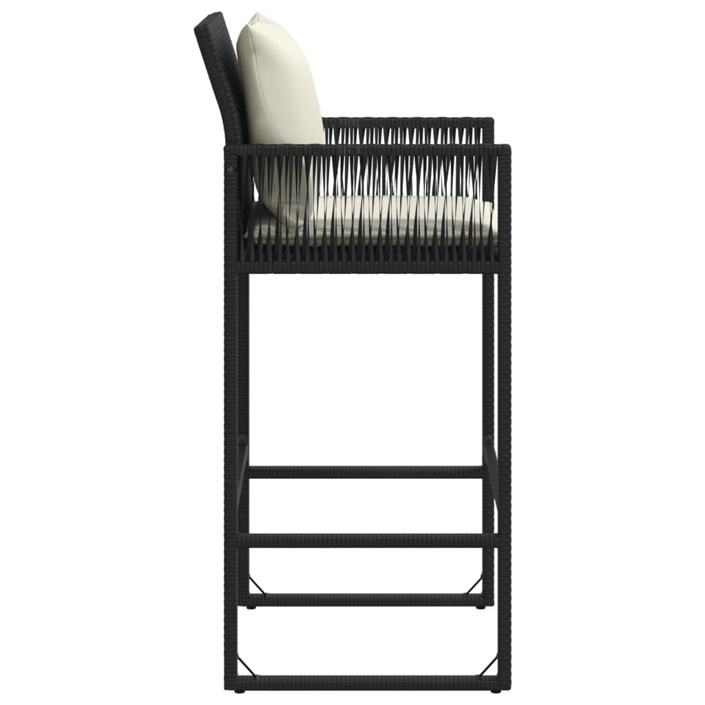 vidaXL barstole til haven med hynder 2 stk. polyrattan sort